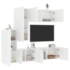 5-piece TV unit set distressed wood white
