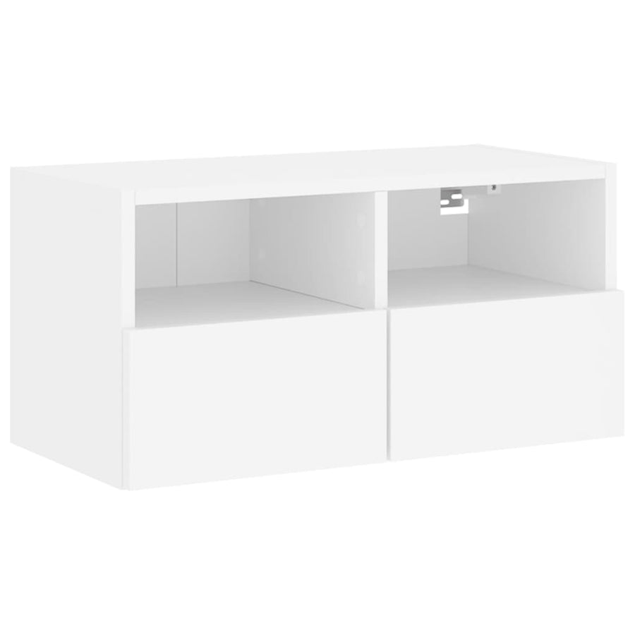 4-Delige Tv-Meubelset Bewerkt Hout Wit
