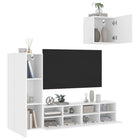 Tv-meubelset 4-delig bewerkt hout wit wandmontage