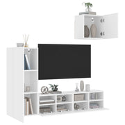 Tv-meubelset 4-delig bewerkt hout wit wandmontage