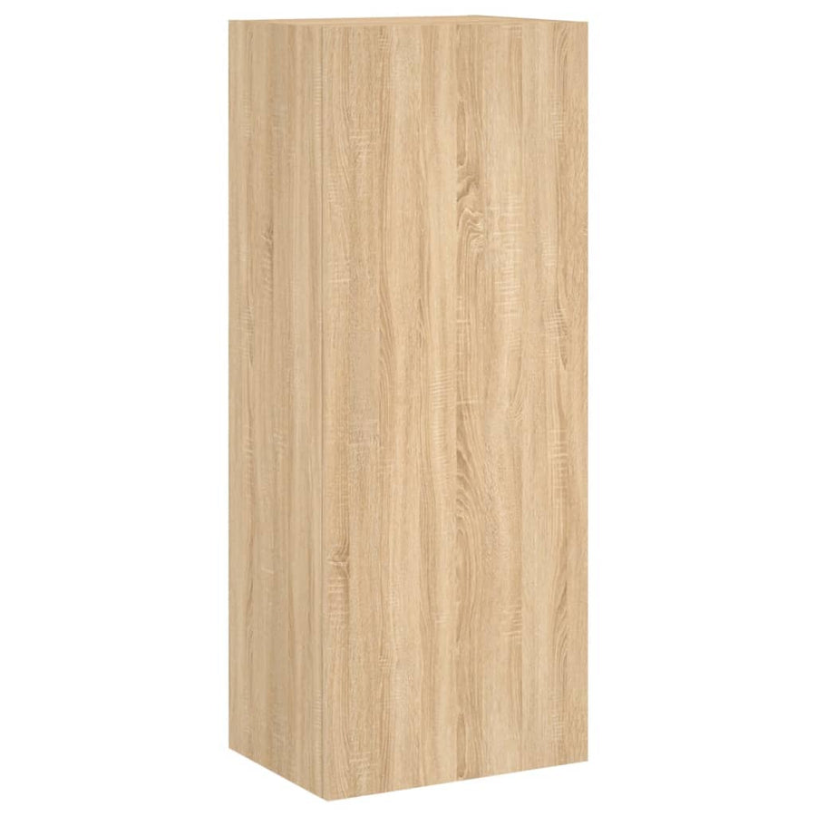4-Delige Tv-Wandmeubelset Bewerkt Hout Kleurig Sonoma eiken