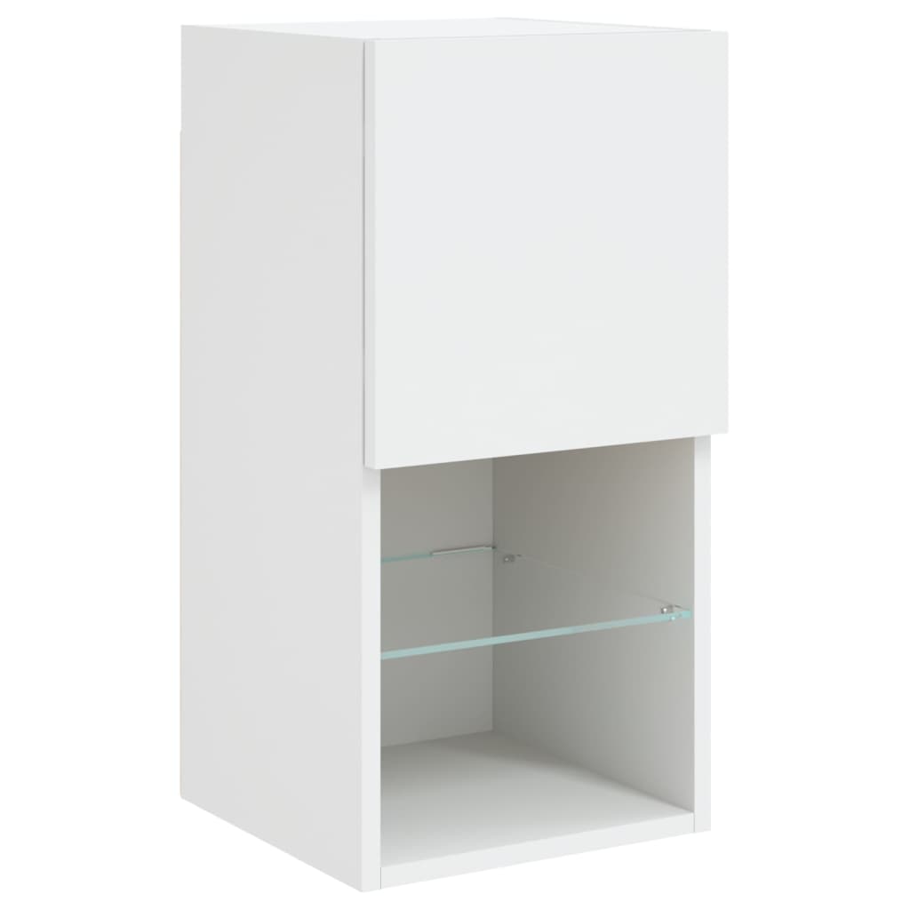 4-Delige Tv-Wandmeubelset Met Led-Verlichting Wit