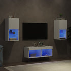 Tv-wandmeubelset 4-delig wit met led