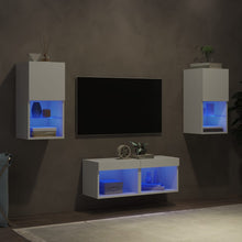 4-Delige Tv-Wandmeubelset Met Led-Verlichting Wit