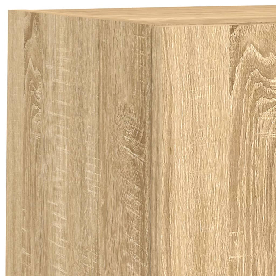 4-Delige Tv-Wandmeubelset Met Led-Verlichting Kleur Sonoma eiken