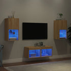 Tv-wandmeubelset 4-delig sonoma eiken met led-verlichting