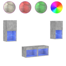 4-Delige Tv-Wandmeubelset Met Led-Verlichting Betongrijs
