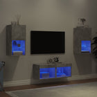 Tv-wandmeubelset 4-delig betongrijs LED