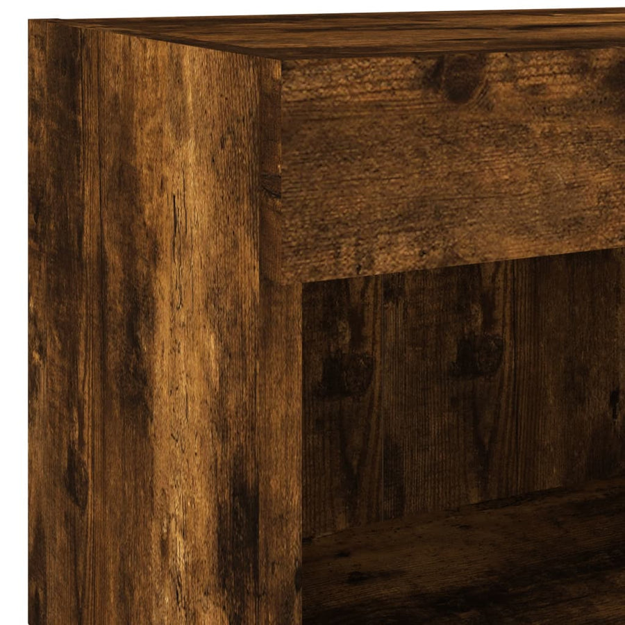 4-Delige Tv-Wandmeubelset Met Led-Verlichting Gerookt eiken
