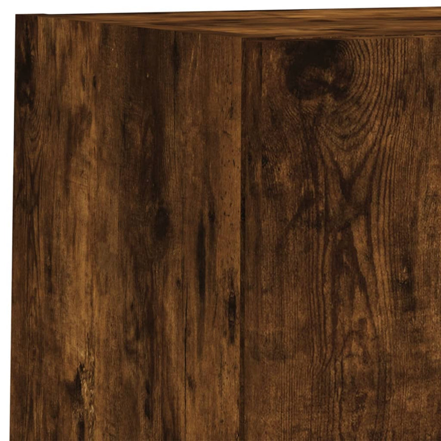 4-Delige Tv-Wandmeubelset Met Led-Verlichting Gerookt eiken