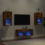 Tv-wandmeubelset 4-delig gerookt eiken met led