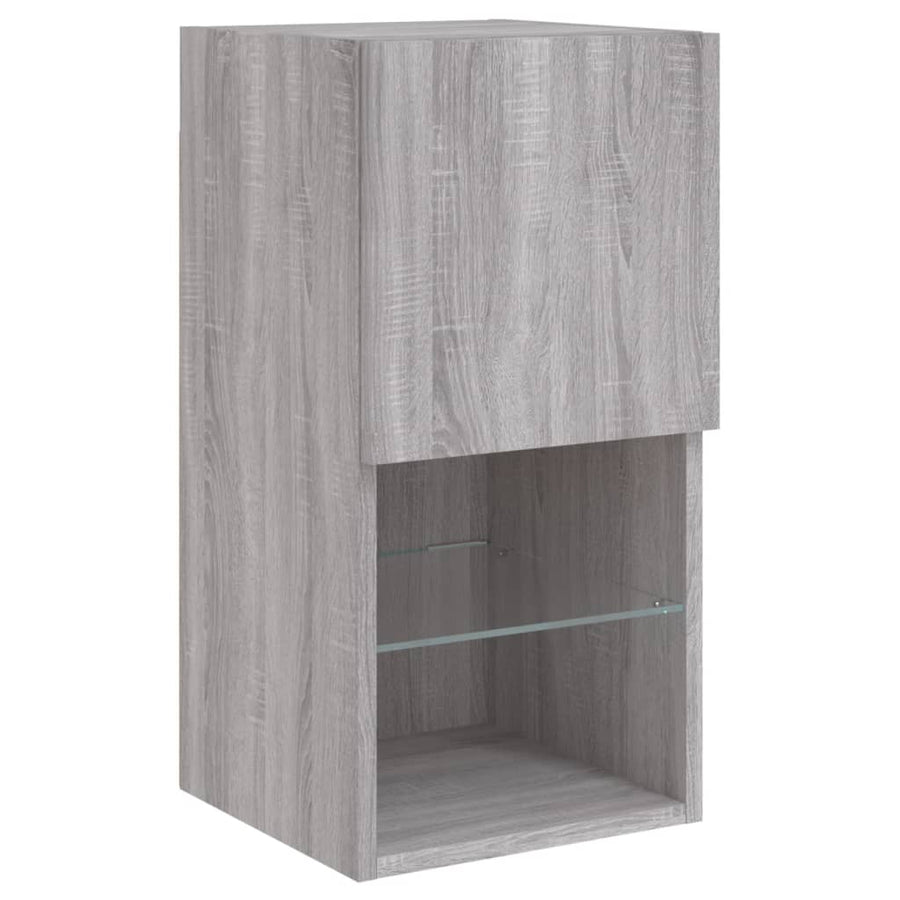 4-delige tv-wandmeubelset met LED-verlichting grijs sonoma