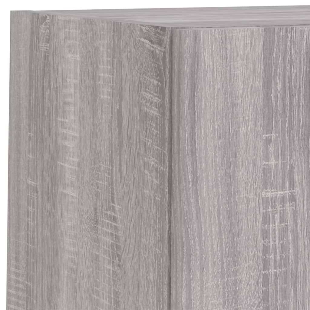 4-delige tv-wandmeubelset met LED-verlichting grijs sonoma