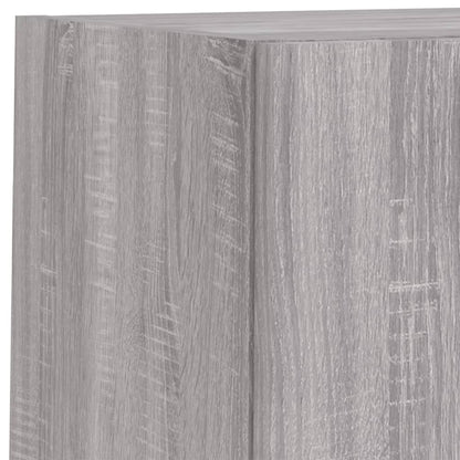 4-delige tv-wandmeubelset met LED-verlichting grijs sonoma