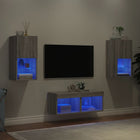 Tv-wandmeubelset 4-delig grijs sonoma met led-verlichting