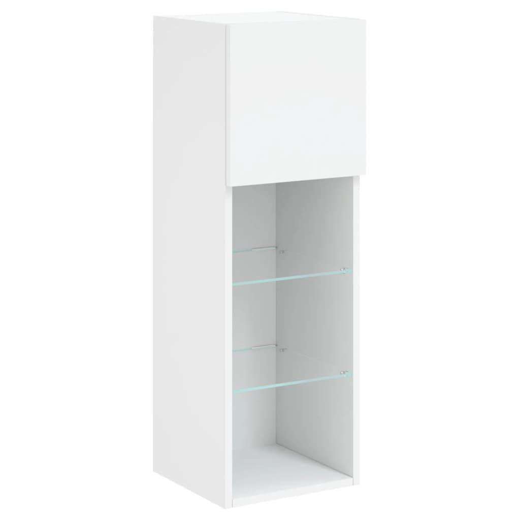 4-Delige Tv-Wandmeubelset Met Led-Verlichting Wit