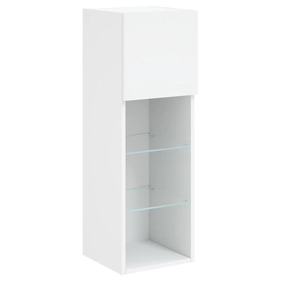 4-Delige Tv-Wandmeubelset Met Led-Verlichting Wit