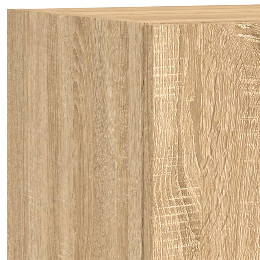 4-Delige Tv-Wandmeubelset Met Led-Verlichting Kleur Sonoma eiken