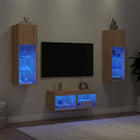 Tv-wandmeubelset 4-delig sonoma eiken met LED