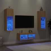 Tv-wandmeubelset 4-delig sonoma eiken met LED