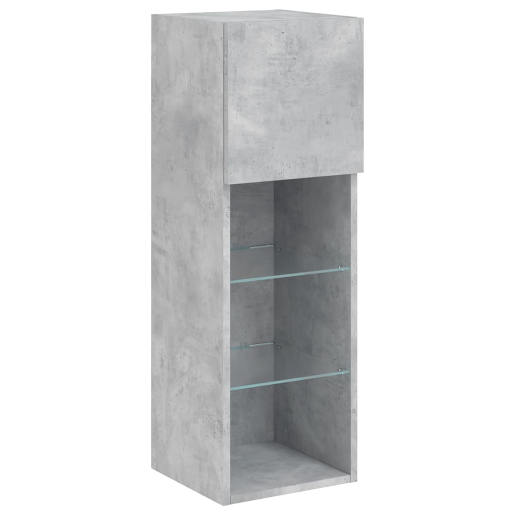 4-delige tv-wandmeubelset met LED-verlichting betongrijs
