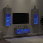 Tv-wandmeubelset 4-delig betongrijs met LED