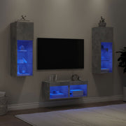 Tv-wandmeubelset 4-delig betongrijs met LED
