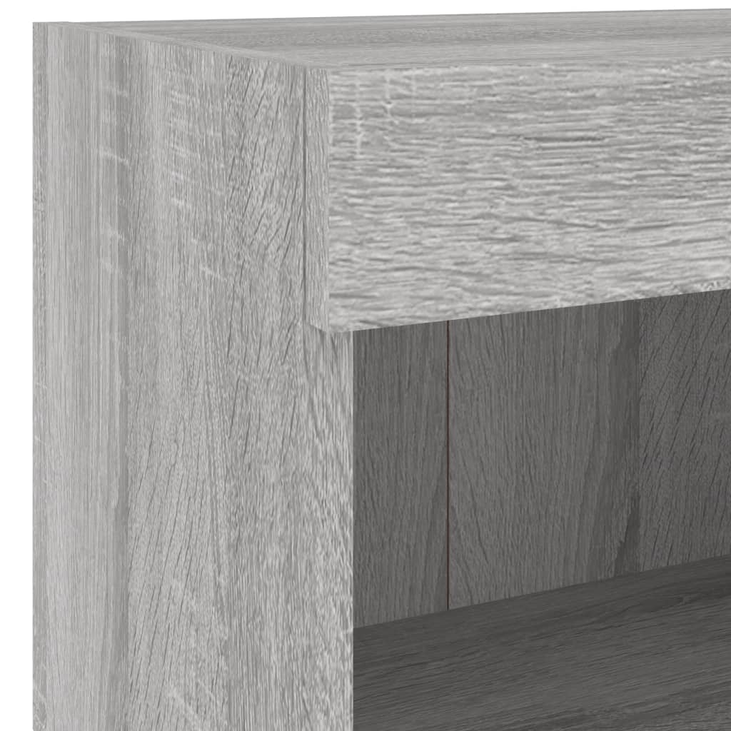 4-delige tv-wandmeubelset met LED-verlichting grijs sonoma
