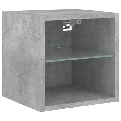 -Delige Tv-Wandmeubelset Met Led Bewerkt Hout Betongrijs