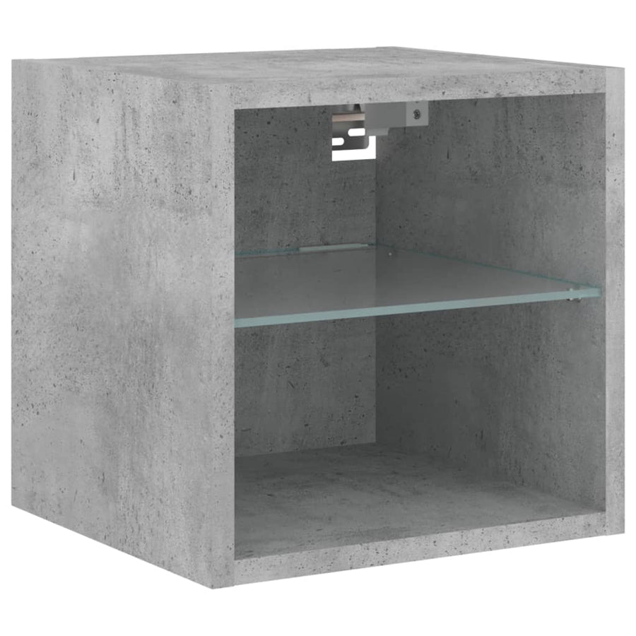 -Delige Tv-Wandmeubelset Met Led Bewerkt Hout Betongrijs