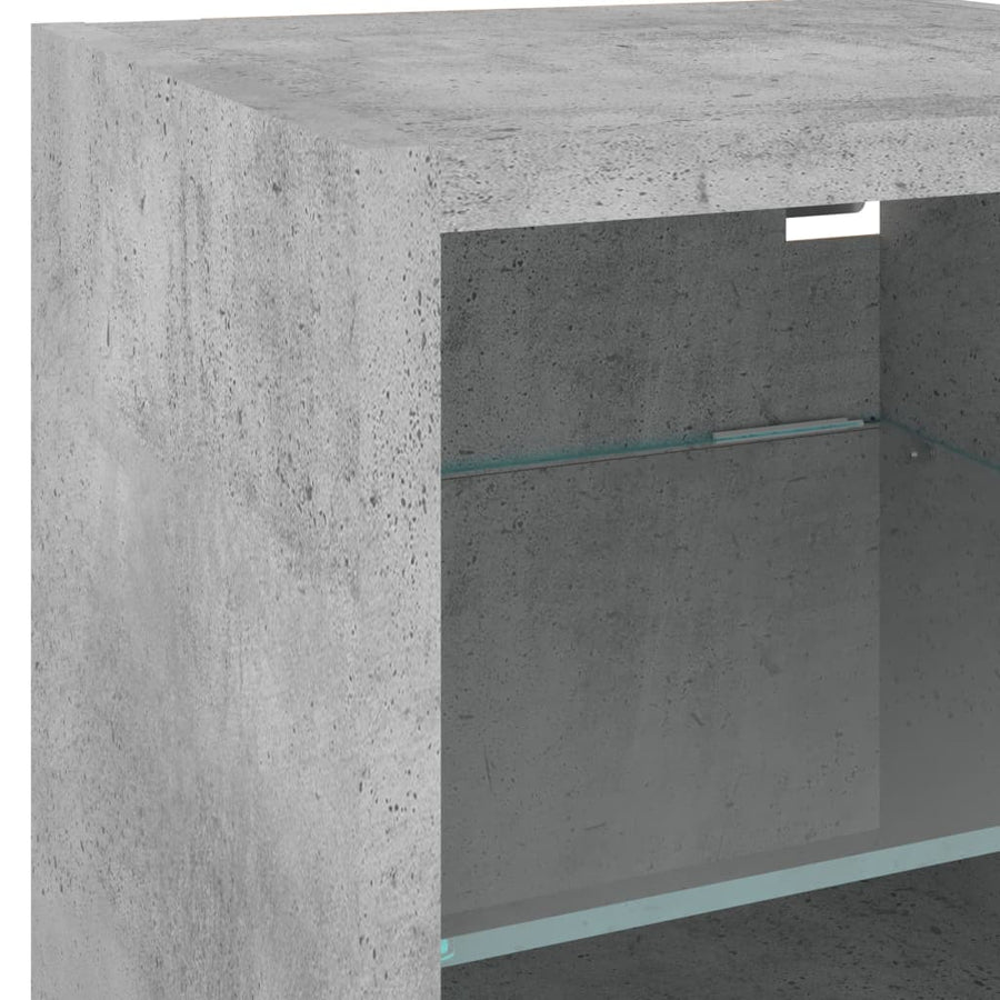 -Delige Tv-Wandmeubelset Met Led Bewerkt Hout Betongrijs