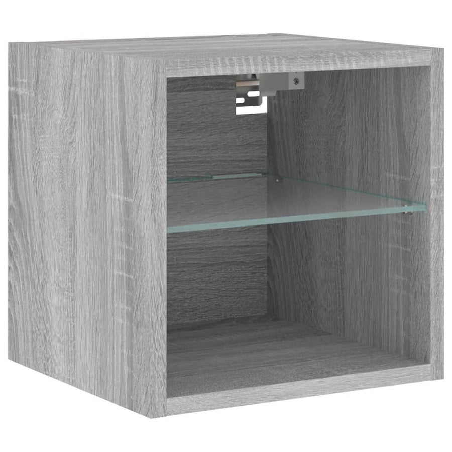 -Delige Tv-Wandmeubelset Met Led Bewerkt Hout Grijs sonoma