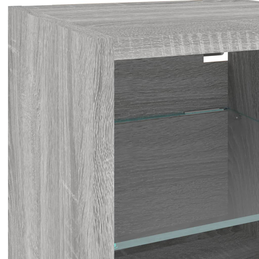 -Delige Tv-Wandmeubelset Met Led Bewerkt Hout Grijs sonoma