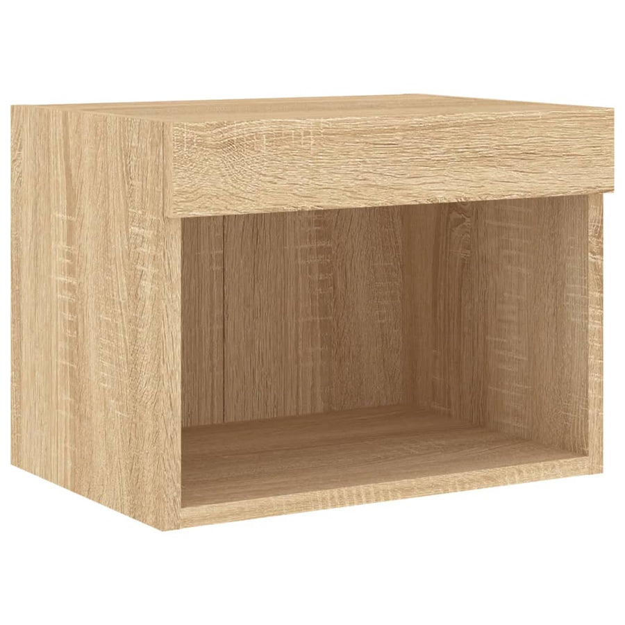 8-Delige Tv-Wandmeubelset Met Led Bewerkt Hout Sonoma eiken