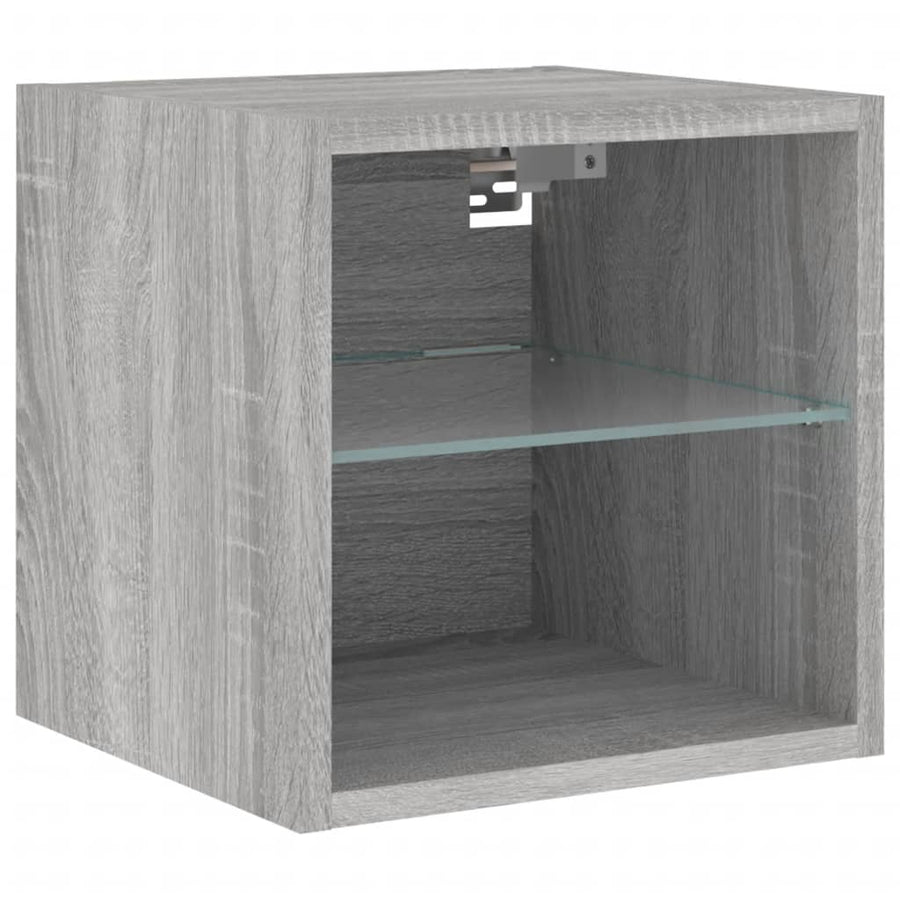 8-delige Tv-wandmeubelset met LED bewerkt hout grijs sonoma