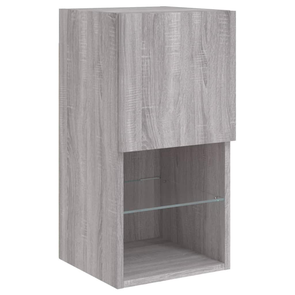 8-delige Tv-wandmeubelset met LED bewerkt hout grijs sonoma