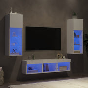 Tv-wandmeubelset 5-delig bewerkt hout wit met led