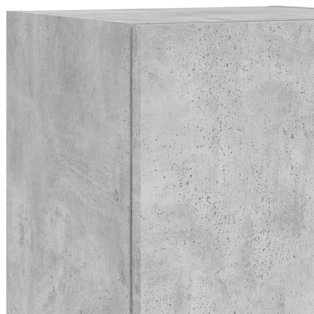 -Delige Tv-Wandmeubelset Met Led Bewerkt Hout Betongrijs