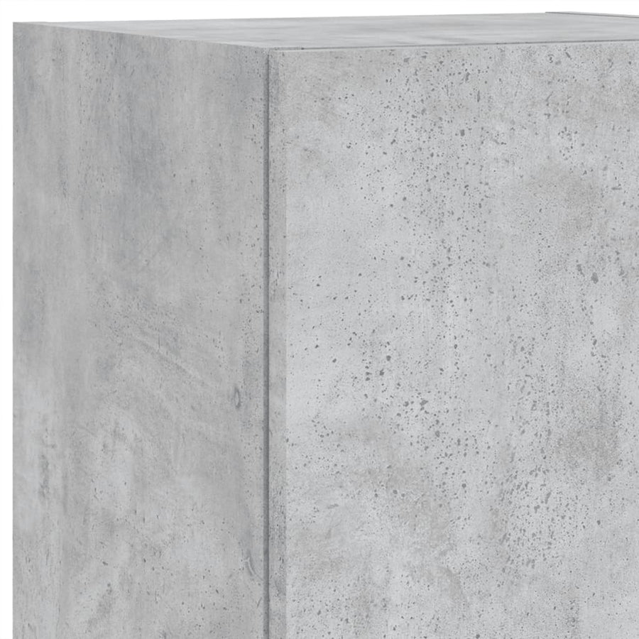 -Delige Tv-Wandmeubelset Met Led Bewerkt Hout Betongrijs