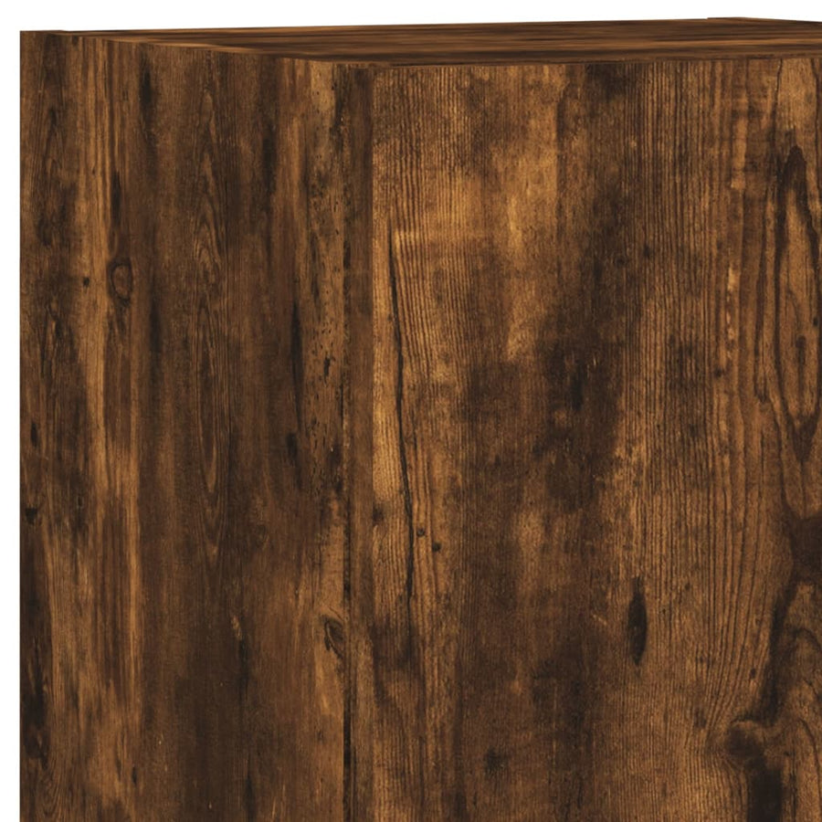 -Delige Tv-Wandmeubelset Met Led Bewerkt Hout Gerookt eiken