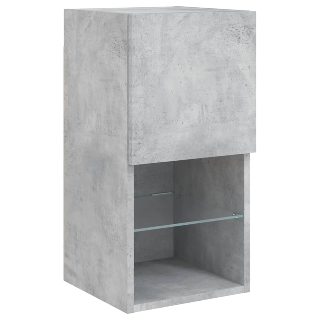 6-Delige Tv-Wandmeubelset Met Led Bewerkt Hout Betongrijs