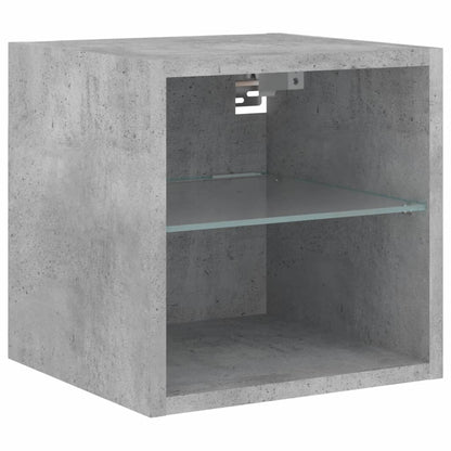 6-Delige Tv-Wandmeubelset Met Led Bewerkt Hout Betongrijs