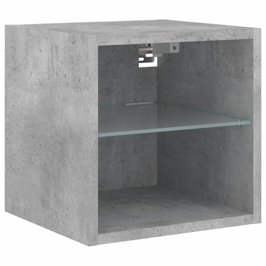 6-Delige Tv-Wandmeubelset Met Led Bewerkt Hout Betongrijs