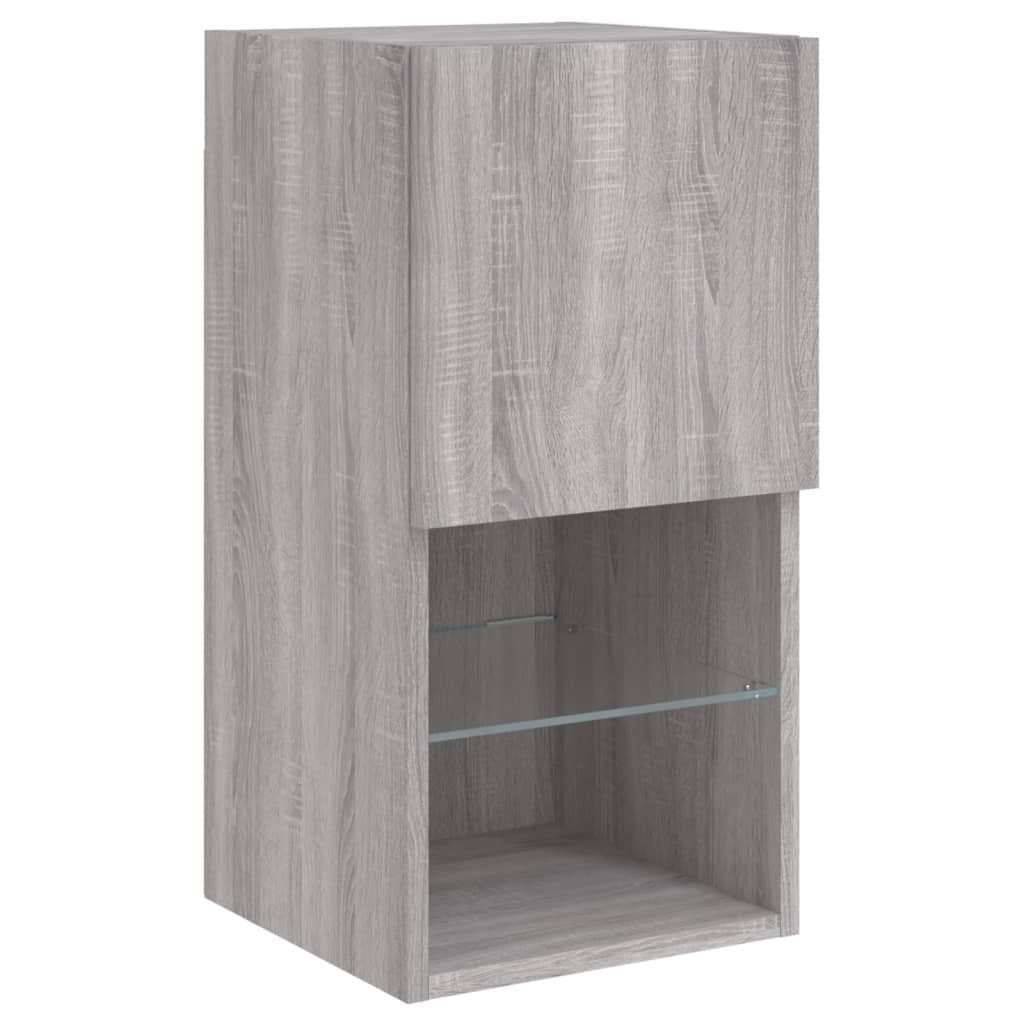 6-delige Tv-wandmeubelset met LED grijs sonoma eikenkleurig