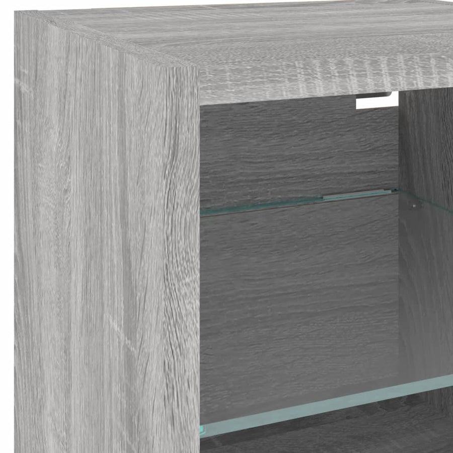 6-delige Tv-wandmeubelset met LED grijs sonoma eikenkleurig
