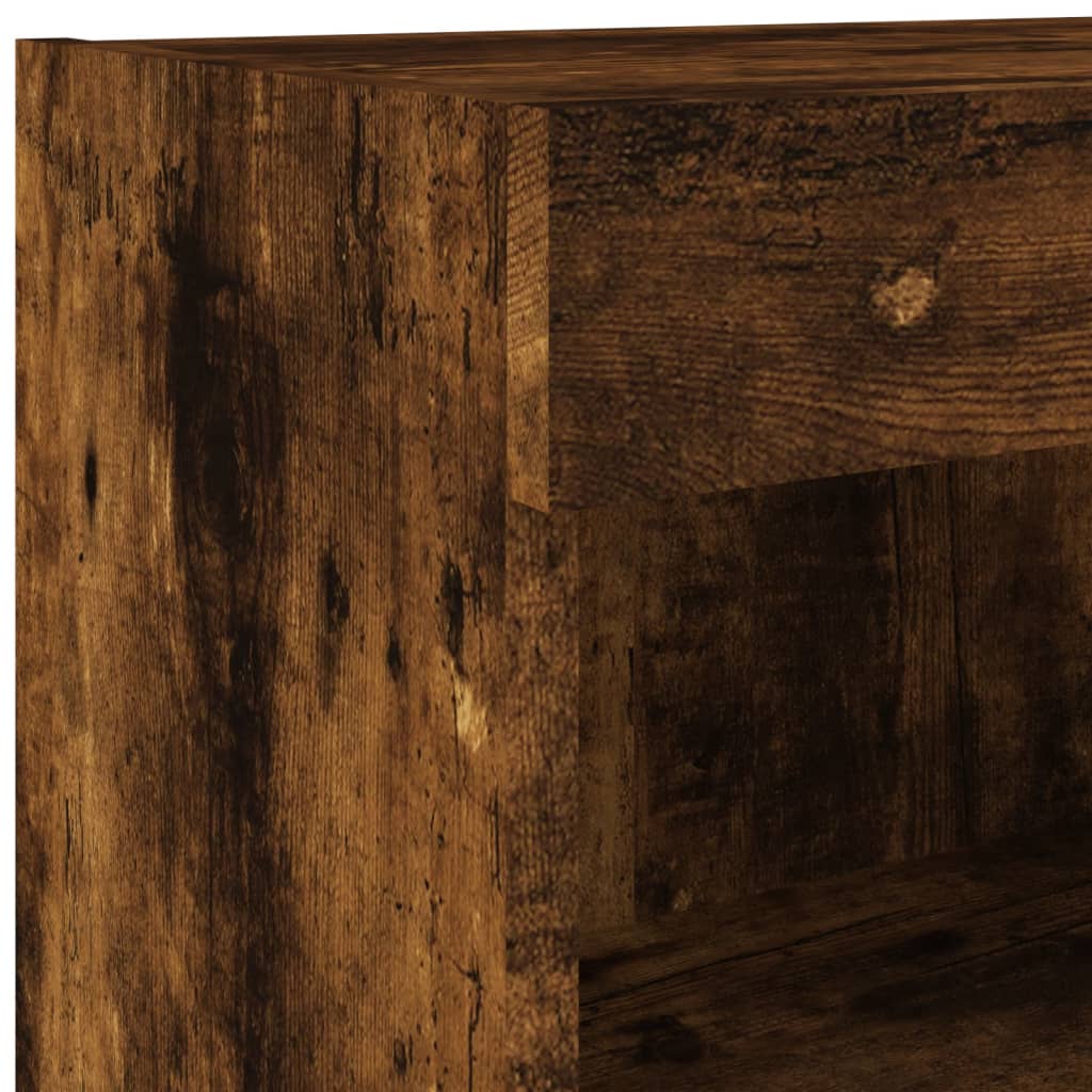 6-delige tv-wandmeubelset met LED bewerkt hout gerookt eiken