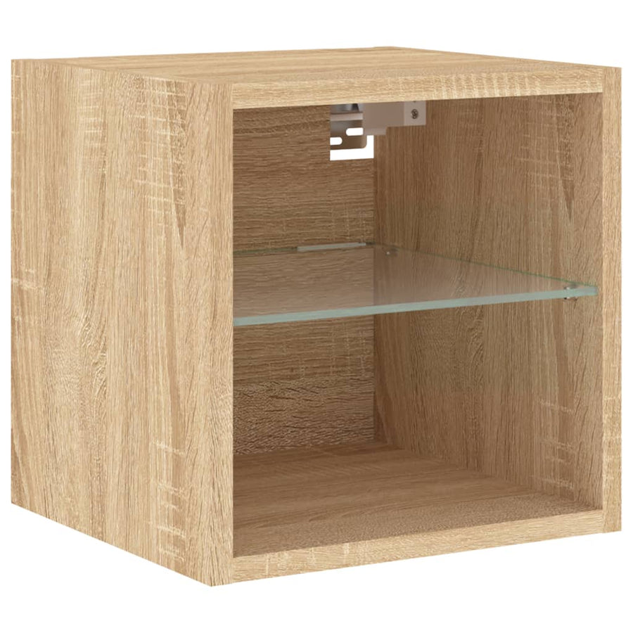 8-Delige Tv-Wandmeubelset Met Led Bewerkt Hout Sonoma eiken