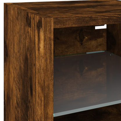 8-delige tv-wandmeubelset met LED bewerkt hout gerookt eiken