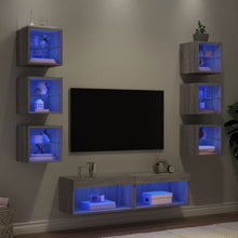 8-Delige Tv-Wandmeubelset Met Led Bewerkt Hout Grijs sonoma