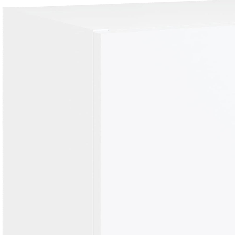 4-Delige Tv-Wandmeubelset Met Led-Verlichting Bewerkt Hout Wit